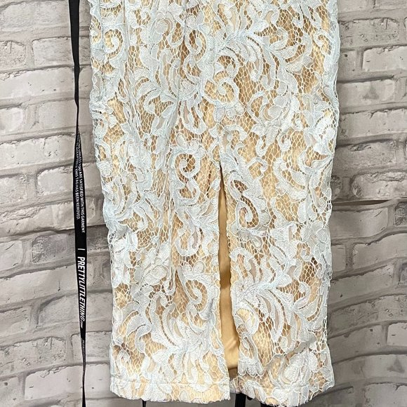 Blue Lace Square Neck Midi Dress - Picture 3 of 6